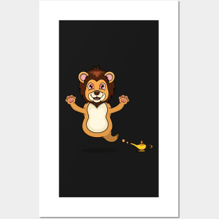 Cute Lion Ghost and Flying Posters and Art